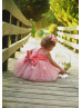 Floral Butterfly Pearl Embellished Flower Girl Dress